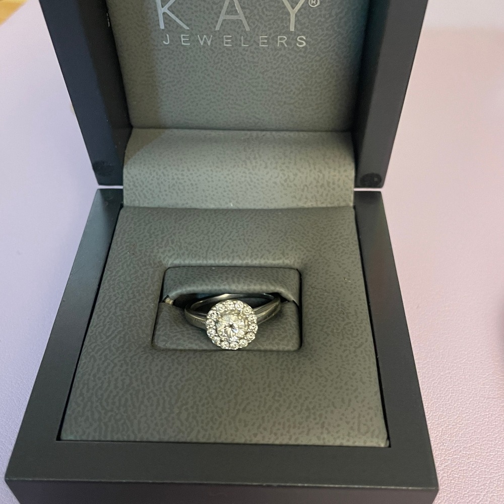 Tolkowsky 14k White Gold Size 7 Diamond Halo Engagement Wedding Ring‎ Elegant